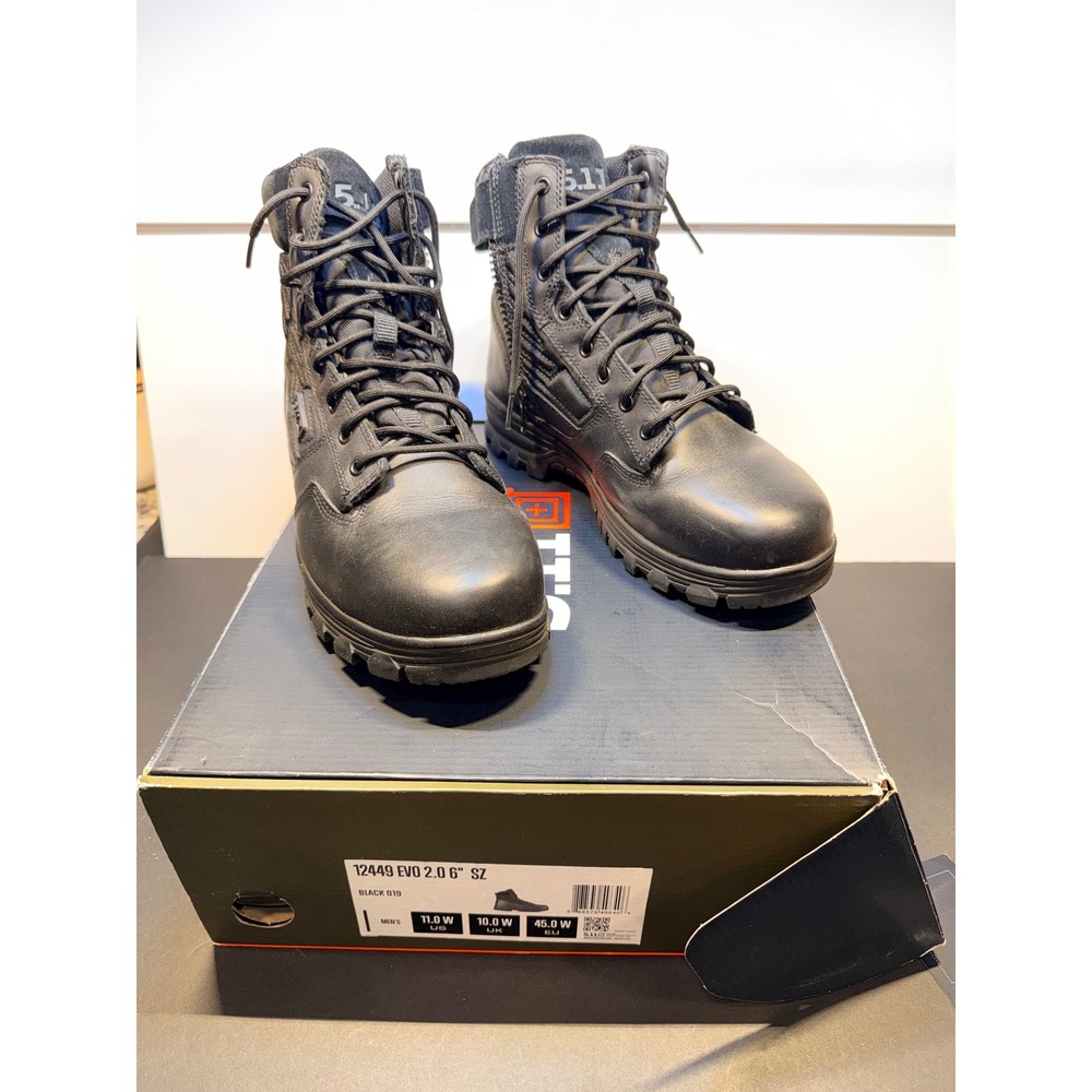 5.11 Tactical EVO 2.0 6" SZ 11 Wide Black Leather Side Zip Boots 12449